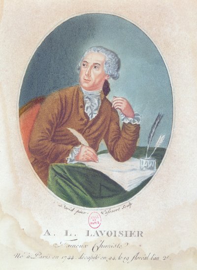 Antoine Laurent de Lavoisier (1743-94) gegraveerd door Tassaert, c.1794 door Jacques Louis David